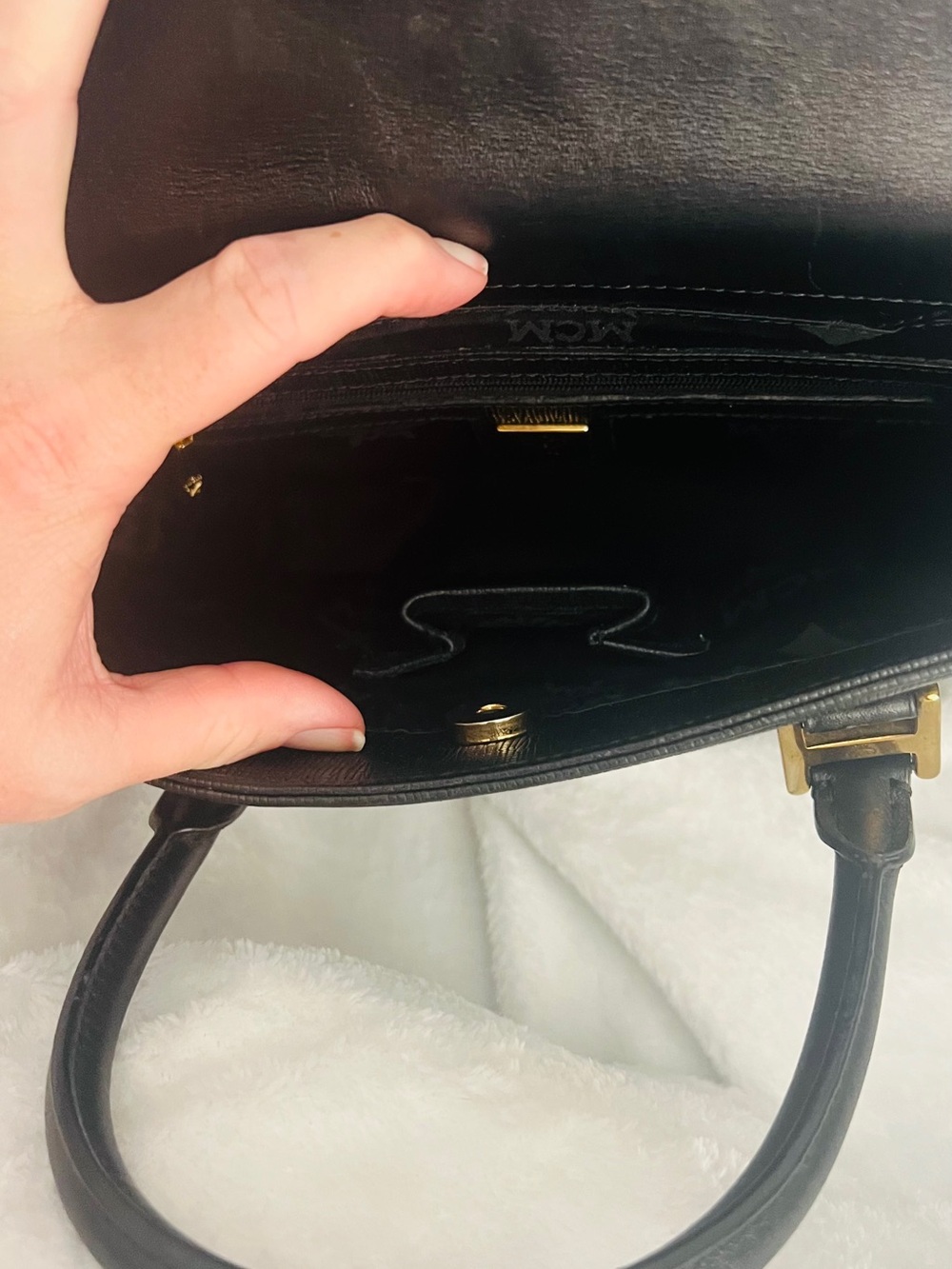 MCM Black Leather Tote with Gold Hardware - Picture 11 of 16